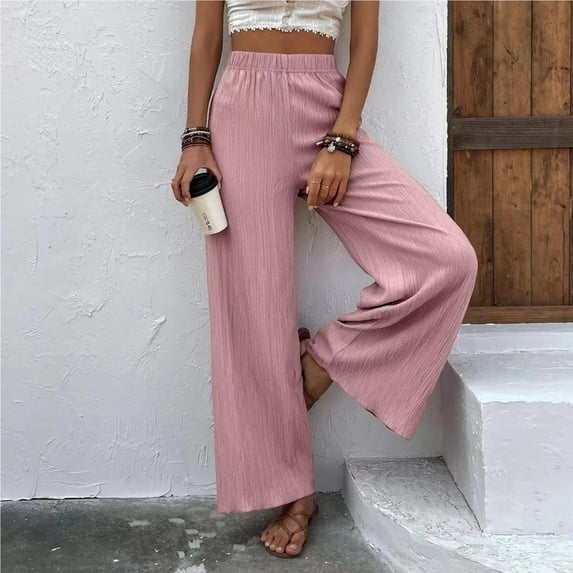Baqcunre Women's Loose Fit Pleated Loose and Lean Long Court Trousers,Size S-3XL,Wide Leg Pants Woman,Womens Sweatpants,Women's Pants,Womens Clothes,Color Pink