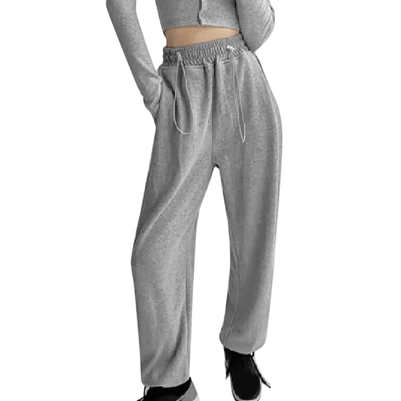 Baqcunre Women's Loose Long Drawstring Lace Up Elastic Waist Solid Color Sweatpants,Size S-XL,Womens Sweatpants,High Waisted Pants for Women,Women's Pants,Womens Clothes,Color Grey