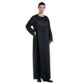 thumbnail image 1 of Baqcunre Women's Muslim Arab Middle Solid Color Stand Collar Robe Mens Clothes Mens Robe Maxi Dress for Women Mens Long Sleeve Shirt,Black Dresses,Size XL, 1 of 9