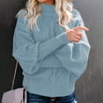 thumbnail image 1 of Baqcunre Women's New Winter Mid-Neck Loose Long-Sleeved Knit Solid Color Sweater Sweaters for Women Trendy Turtle Neck Sweaters for Woman Winter Sweaters for Women Womens Tops Blue L, 1 of 6