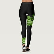 Baqcunre Women's Paddystripes Good Luck Pants Print Leggings for Yoga Running Pilates Gym,Size L,Yoga Pants Women,Yoga Leggings,Workout Leggings for Women,Women's Pants,Women Clothing,Black