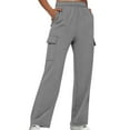 thumbnail image 1 of Baqcunre Women's Pants,Solid Color Loose Straight Leg with Pockets Casual Pants Yoga Pants Wide Leg Pants Woman,Yoga Pants Women Pants for Women Grey S-XXL, 1 of 5