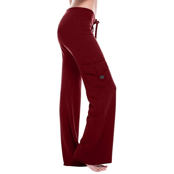 Baqcunre Women's Pants,Sweat Pants for Womens Yoga Pants with Pockets Jogger Pants Loose Comfy Drawstring Running Casual Sweatpants Yoga Pants Women,Wide Leg Pants Woman Yoga Pants Women Red S-4XL