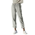 thumbnail image 1 of Baqcunre Women's Pocket Solid Color Cotton Linen Fashion Drawstring Loose Casual Straight Leg Trousers,Size XXL,Womens Sweatpants,Pants for Women,Womens Fashion,Women's Pants,Women Clothing,Grey, 1 of 8