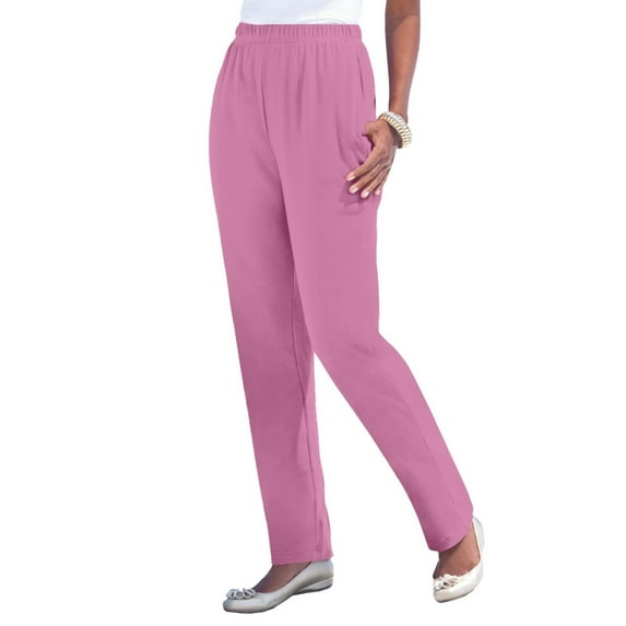 Baqcunre Women's Pockets Elastic Waist Straight Solid Color Casual Pants Pants,Size S-5XL,Women's Pants,Winter Pants for Women,Trousers Pants for Women,Womens Fashion,Womens Clothes,Hot Pink