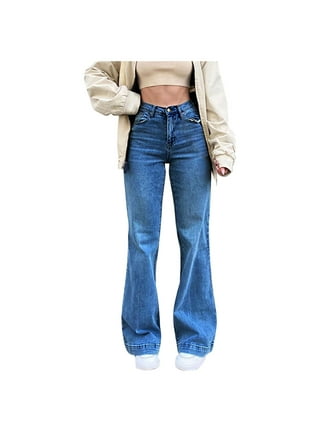 Frontwalk Women Casual Stretch Bell Bottoms Slim Fit Fashion Denim