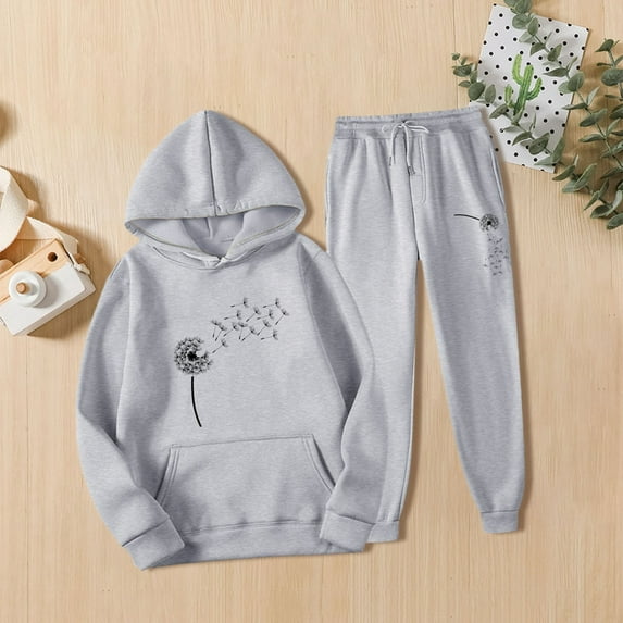 Baqcunre Women's Print Light Sport Suit Unisex Long-Sleeved Hoodie and Trousers Sets Fall Outfits Women Trendy Workout Sets for Women Two Piece Sets for Women Pants for Women ,Grey,Size S-3Xl