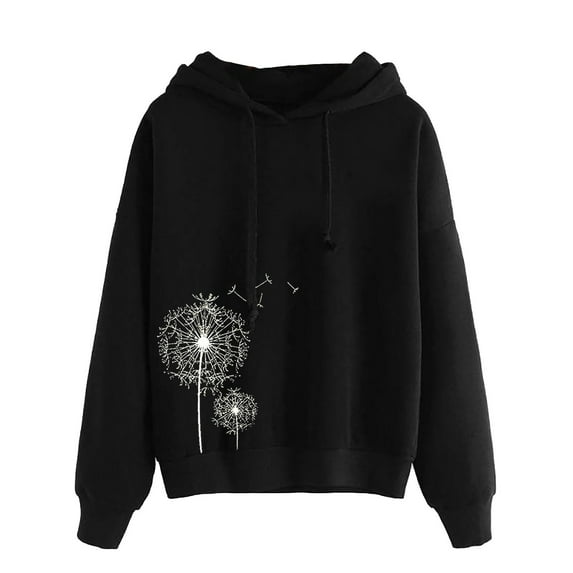 Baqcunre Women's Printed Comfortable Hoodie Long Sleeve Sweatshirt Hoodie Womens Tops Fall 2023 Crewneck Sweatshirts Graphic Sweatshirts for Women,Womens Sweatshirt Black M