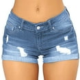 thumbnail image 1 of Baqcunre Women's Ripped High Waisted Denim Shorts Stretchy Jean Shorts,L,Shorts For Women,Womens Jeans,Pants For Women,Booty Shorts For Women,Womens Clothes,Light blue, 1 of 4