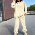 thumbnail image 1 of Baqcunre Women's Solid Color Hooded Sweater Suit Oversized Loose Matching Suit,Size S-XL,Sweat Set for Women,Two Piece Sets for Women,Winter Outfits for Women,Fall Outfits Women Trendy,Beige, 1 of 7