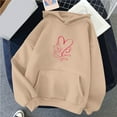 thumbnail image 1 of Baqcunre Women's Solid Color Long-Sleeved Love Print Hoodie Matching Hoodies for Couples Womens Hoodies Graphic Hoodie Womens Sweatshirt Khaki S, 1 of 4
