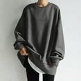 thumbnail image 1 of Baqcunre Women's Solid Color Pullover Round Neck Loose Velvet Hoodie Womens Tops Crewneck Sweatshirts Sweatshirt for Women Womens Sweatshirt Grey 3Xl, 1 of 6
