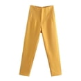 thumbnail image 1 of Baqcunre Women's Solid High-Waisted Straight-Leg Pants with Daily Commuting Wear Size XS-XL,Women's Pants Womens Fashion Womens Clothes Pants for Women Yellow, 1 of 7