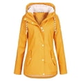 thumbnail image 1 of Baqcunre Women's Solid Medium Length Hooded Coat Plus Fleece Large Size Outdoor Windbreaker Coat Rain Jacket Women Fleece Jacket Women Winter Jackets for Women Coats for Women Yellow L, 1 of 2