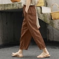 thumbnail image 1 of Baqcunre Women's Solid Nine-Point Loose Anti-Cotton Hemp Elastic Waist Pants Size M-3XL,Womens Fashion Wide Leg Pants Woman Flare Pants for Women Women's Pants Khaki, 1 of 5