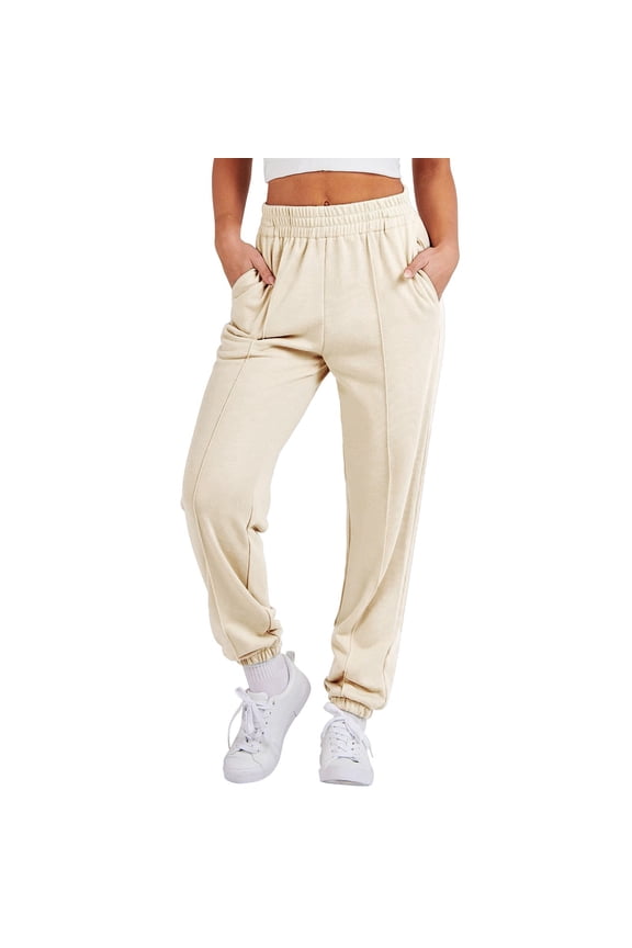 Women's Sports Pants Loose Casual High Waisted Exercise Straps Bottom Jogging Pants,L,Joggers For Women,Womens Sweatpants,Women'S Pants,Womens Fashion,Womens Clothes,Beige
