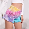 thumbnail image 1 of Baqcunre Women's Stretch Denim High-Waisted Tie-Dye Scuffed and Ripped Shorts With Pockets,Size S-XXL,Ripped Jeans Womens,Womens Jeans,Shorts for Women,Womens Clothes,Color Pink, 1 of 9