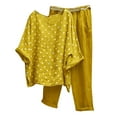 thumbnail image 1 of Baqcunre Women's Summer Fashion Long-Sleeved Polka Dot Print Top and Pants Two-Piece Set,Color Yellow,Size 3XL-5XL, 1 of 3