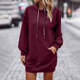 thumbnail image 1 of Baqcunre Women's Sweaters Autumn And Fashion Plaid Large Pocket Quilted Hooded Sweatshirt Casual Long Sleeved Pullover Hoodie Sweater Dress Cropped Sweatshirt Fall Outfits Women Trendy Wine XL, 1 of 6