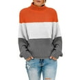 thumbnail image 1 of Baqcunre Women's Sweaters Autumn Winter Women Knit Color Matching Round Neck Loose Casual Sweater Tops Long Sleeve Sweater For Women Hoodies For Women Fall Outfits Women Trendy G L, 1 of 5