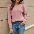 thumbnail image 1 of Baqcunre Women's Sweaters Ms. New European And American Snowy Sweater Girl Pure Coloring Cover Jacket Ms. Comfortable Various Knitted Sweed Jacket Crop Tops Plus Size Tops Pink L, 1 of 6