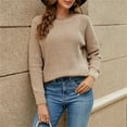 thumbnail image 1 of Baqcunre Women's Sweaters Ms. New European And American Snowy Sweater Girl Pure Coloring Cover Jacket Ms. Comfortable Various Knitted Sweed Jacket Crop Tops Plus Size Tops Khaki L, 1 of 6