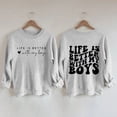 thumbnail image 1 of Baqcunre Women's Sweaters Women's Fashion And Fun Life Is Better With My Boys Letter Print Round Neck Sweater Crewneck Sweatshirts Fall Outfits Women Trendy Grey XL, 1 of 1
