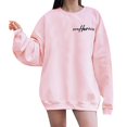 thumbnail image 1 of Baqcunre Women's Sweaters Women's Long Sleeved Letter Powherful Print Long Sleeved Sweater Crewneck Sweatshirts Fall Outfits Women Trendy Pink XL, 1 of 7