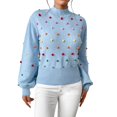 thumbnail image 1 of Baqcunre Women's Sweaters Women's Round Neck Colorful Knit Pullover Sweater Crewneck Sweatshirts Fall Outfits Women Trendy Blue XL, 1 of 1