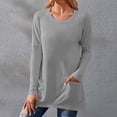 thumbnail image 1 of Baqcunre Women's Sweaters Womens Long Sleeve Sweatshirts Color Block Crewneck Sweaters Tunic Tops Crewneck Sweatshirts Womens Tops Grey XXL, 1 of 4