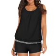 thumbnail image 1 of Baqcunre Women's Tankini Suit Two Piece Swimsuit Sleeveless Loose Tankini Swimwear Solid Color Boxer Bottom Black L, 1 of 3
