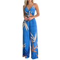 thumbnail image 1 of Baqcunre Women's Trousers Suit, Women's Suit New V Neck Short Shirt High Waist Straight Leg Pants Casual Set Blue 2XL, 1 of 9