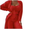thumbnail image 1 of Baqcunre Women's Winter Plush Casual Sportswear Solid Long Sleeves 3 Piece Set,XXL,Sweaters For Women,Outfits For Women,Workout Sets For Women,Womens Fashion,Womens Clothes,Red, 1 of 4