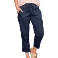 thumbnail image 1 of Baqcunre Womens Cargo Pants Women'S Loose Fit Summer Loungewear Baggy Elastic Waist Pant Straight Leg Trousers Cargo Pant Womens Sweatpants Womens Pants Blue L, 1 of 4