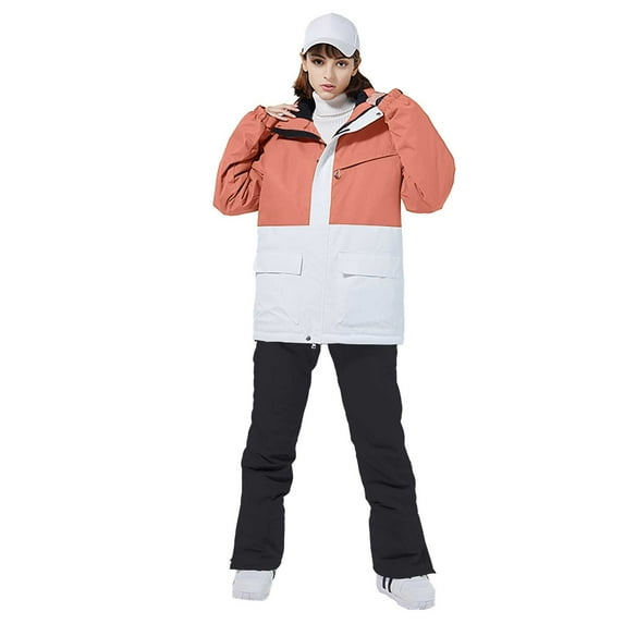 ❄ Baqcunre Womens Coats, Womens Ski Jackets and Pants Set Insulated Snowsuit Winter Warm Skisuit Fashion Snow Coat, Womens Jackets Winter 1PC Ski Suit Bronze S