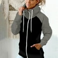 thumbnail image 1 of Baqcunre Womens Coats Women Solid Sweatshirt Casual Long Sleeve Hooded Loose Drawstring Hoodie Pullover Sweatshirt For Women Going Out Tops Grey XL, 1 of 7