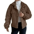 thumbnail image 1 of ❄ Baqcunre Womens Coats, Women's Long Sleeve Sweatershirt Pullover Warm Plush Coat Top Snow Coat Jacket Outwear No Pocket with Button, Womens Jackets Winter 1PC Coat Brown M, 1 of 4