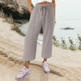 thumbnail image 1 of Baqcunre Womens Cotton Loose Cropped Pants Comfy Work Pants with Pockets Elastic High Waist Paper Bag Drawstring Pants,Size M,Womens Sweatpants,Pants for Women,Womens Fashion,Women's Pants,,Grey, 1 of 5