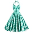 thumbnail image 1 of Baqcunre Womens Dresses 1950s Sleeveless Halter Cocktail Dress Checked Retro Swing A Line Party Dress(Mint Green S-XXL),Elegant Dresses For Women Maxi Dress For Women Holiday Dress Party Dress, 1 of 4