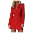 thumbnail image 1 of Baqcunre Womens Dresses Casual Elegant Dress Button Up Work Office Party Pencil Midi Suit Dresses(Red Size S-XL),Dressy Tops For Women Evening Dresses For Women Blazer Dress For Women Mini Dress, 1 of 7