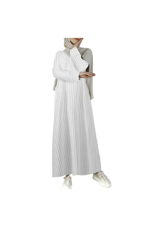 Womens Dresses,Muslim Abaya Dress Prayer Dress Islamic Full Length Kaftan with Hijab Dubai Maxi Dress Long Sleeve Dress for Women,Holiday Dresses for Women Casual Dresses for Women White 5XL