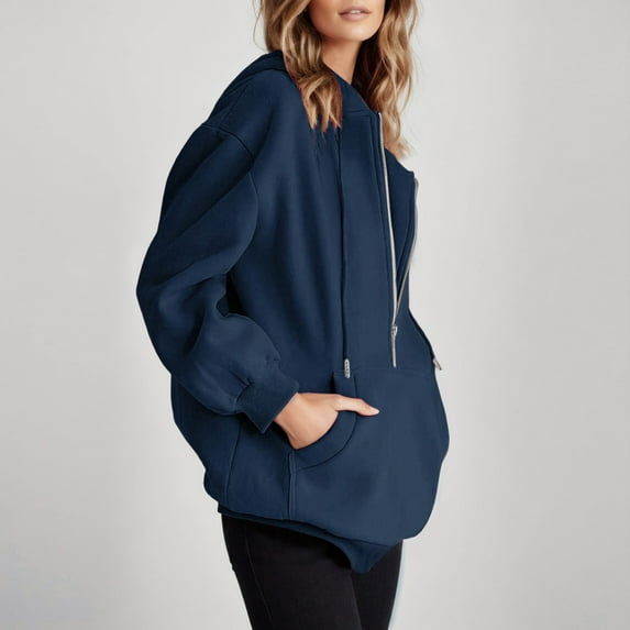 Baqcunre Womens Hoodies Women'S Fashion Letter Print Long Sleeve Hooded Sweatshirt Tops Pullover Womens Sweaters Womens Fall Fashion 2023 Blue XL