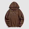 thumbnail image 1 of Baqcunre Womens Hoodies Women'S Maff Caff Letter Printed Long Sleeve Pocket Hooded Sweater Sweaters For Women Fall Outfits For Women 2023 Coffee 3XL, 1 of 5