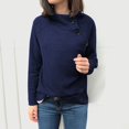 thumbnail image 1 of Baqcunre Womens Hoodies Women's Autumn And Winter Fashion Round Neck Solid Button Long Sleeve Top Women Sweatshirt Fall Outfits Women Trendy Navy S, 1 of 4