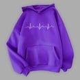 thumbnail image 1 of Baqcunre Womens Hoodies Women's Heartbeat Pattern Printed Hoodie Hoodie Drawstring Loose Comfortable Top Womens Sweatshirts Womens Fall Tops Purple M, 1 of 4