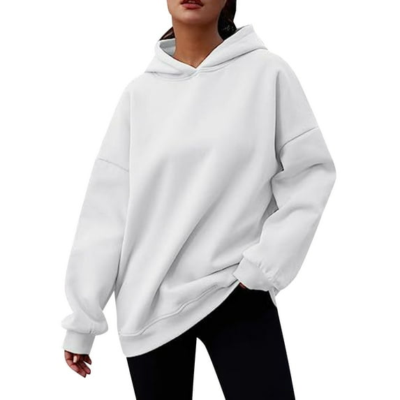 Baqcunre Womens Hoodies Women's Hoodie Hoodie Sweatshirt Casual Long Sleeved Jumper Women Sweatshirt Womens Fall Tops White XXL