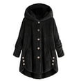 thumbnail image 1 of Baqcunre Womens Jacket,Plus Size Button Plush Tops Hooded Loose Cardigan Wool Coat Winter Jacket Womens Coats,Winter Jackets for Women Black 3XL, 1 of 6