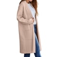 thumbnail image 1 of Baqcunre Womens Jacket Women's Autumn And Winter Solid Color Fashionable Thin Lapel Long Woolen Coat Casual Cardigan Womens Coats Fall Outfits Khaki S, 1 of 7
