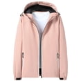 thumbnail image 1 of Baqcunre Womens Jacket Women's Autumn And Winter Solid Color Windproof And Rainproof Hooded Coat Breathable Outdoor Jacket Fleece Jacket Womens Fall Fashion 2023 Pink 4XL, 1 of 7