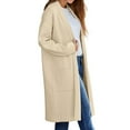 thumbnail image 1 of Baqcunre Womens Jacket Women's Autumn And Winter Solid Color Fashionable Thin Lapel Long Woolen Coat Casual Cardigan Womens Coats Fall Outfits Beige L, 1 of 7